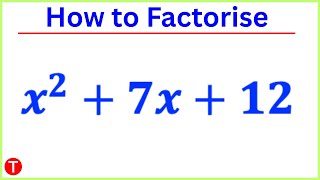 Factorise x^2+7x+12 || Factor x2+7x+12