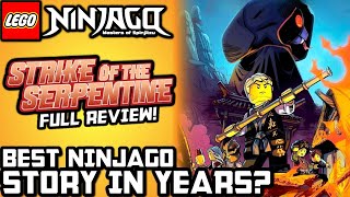 YouTube thumbnail: The FULL Serpentine War Story is Here! 🐍 Ninjago Strike of the Serpentine Book Review!