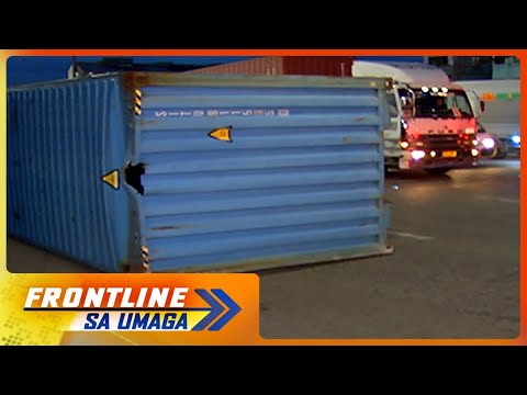 Container van na kumalas sa trailer truck, humambalang sa kalsada Frontline Sa Umaga