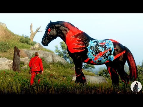 Arthur Morgan Discovers a Massive Black & Red Ayame Horse at Face Rock
