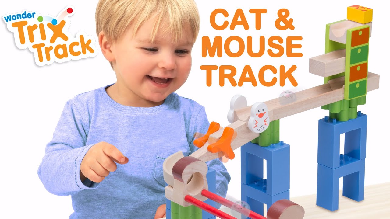 Wonderworld Dřevěná kuličková dráha TRIX - Kočka a myš