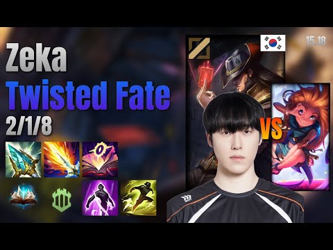 Zeka Mid Twisted Fate vs Zoe lol KR solo rank Full Game 15.18 | 제카 트위스티드 페이트 vs 조이