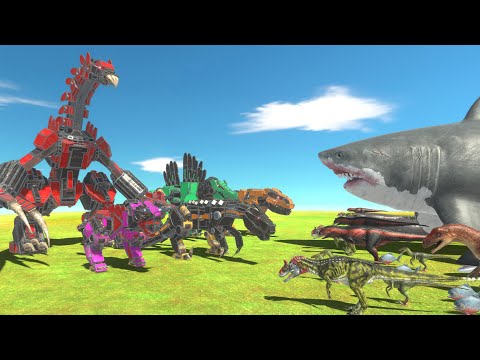 Robot Dinosaur VS Aquatics And Carnivore Dinosaurs - Animal Revolt Battle Simulator