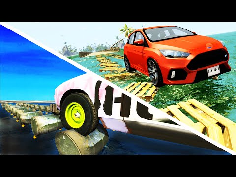 Trash floating bridge Crashes - BeamNG Drive | CrashTherapy