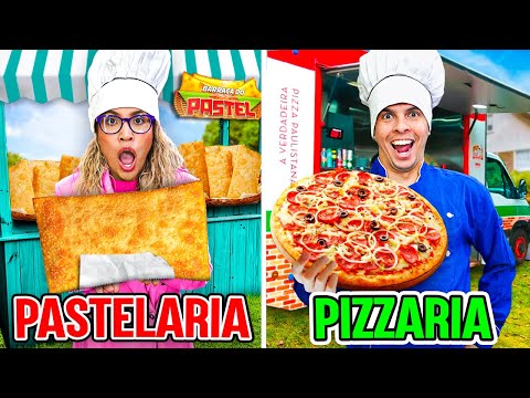 TRANSFORMAMOS A MANSÃO EM UMA PIZZARIA VS PASTELARIA PARA VER QUEM VENDE MAIS! - DEU BRIGA!