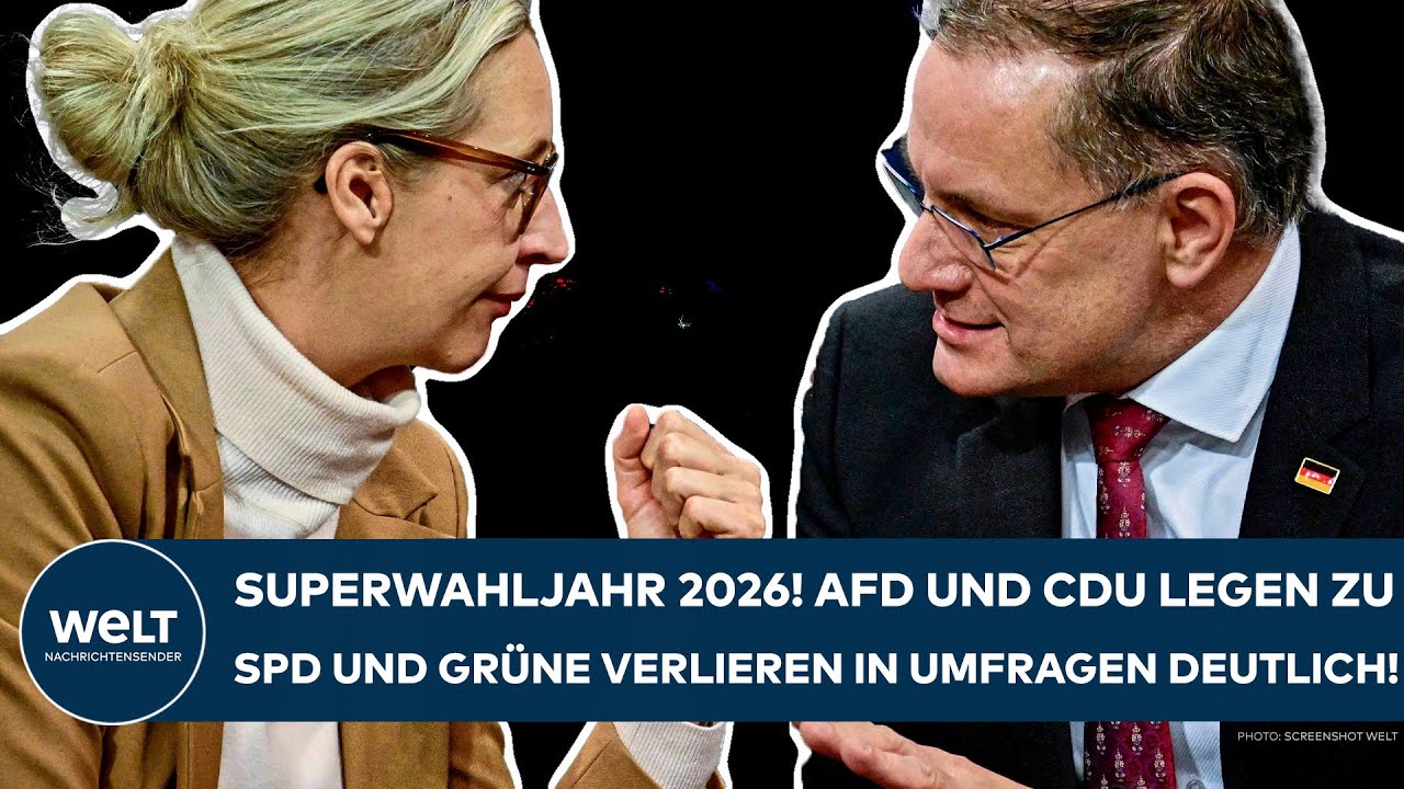 DEUTSCHLAND: Superwahljahr 2026! AfD und CDU legen zu – SPD und Grüne verlieren in Umfragen deutlich