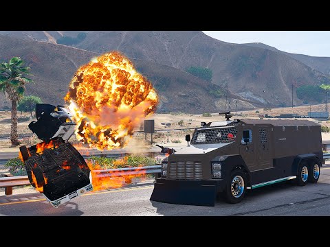 GTA 5 RIOT CONTROL VEHICLE (RCV) CRASHES - SUPER CINEMATIC PICTURE WITH SLOW MO ep.58