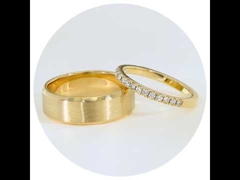 Verighete Aur Galben 14k cu finisaj satinat si Diamante Naturale – Siena