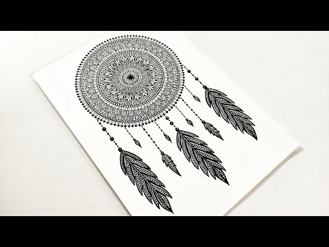 How to draw Dream Catcher mandala art Easy mandala drawing How to draw Mandala for Beginners