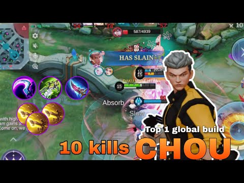Legendary kills!! Chou insane top 1 global build | MLBB 