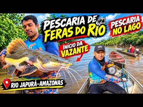 Pescaria no Amazonas na vazante Rio Japurá. Pesca no lago e de feras no rio.