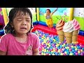 RAGING CRY? Slide Playground, Ball Pit Show, Toy Horse, ICE CREAM