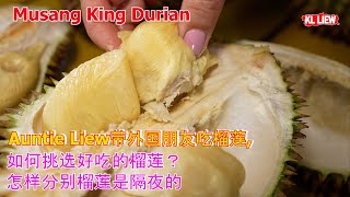 Musang King Durian - Auntie Liew带外国朋友吃榴莲,如何挑选好吃的榴莲？怎样分别榴莲是隔夜的 ,不要吃了榴莲再去选榴莲?