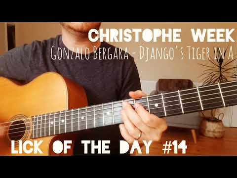 Gypsy Jazz Guitar Lick  Of The Day #14 - Christophe Week - DJANGO's TIGER in A, GONZALO BERGARA