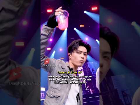 enhypen drink blood on stage for Bloody Paradise 3rd win #jungwon #jay #jake #sunghoon #sunoo #ni_ki