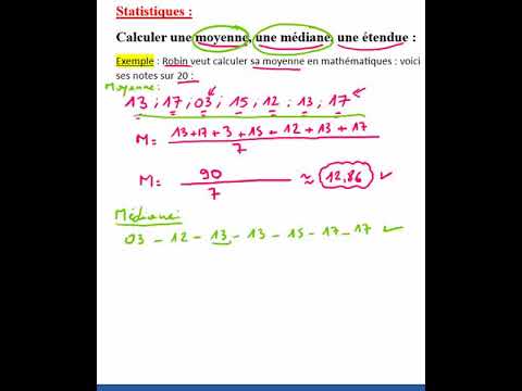 Calculer une moyenne, une médiane, une étendue