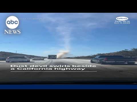 Dust devil swirls beside a California highway