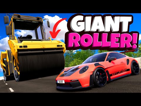 Giant Road Roller CRUSHES Expensive Cars in BeamNG Drive Mods!