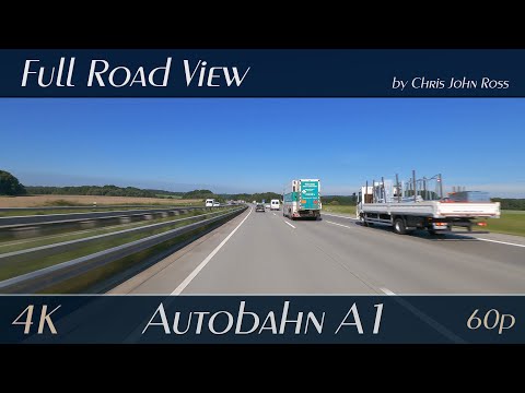 Autobahn (A1), Germany: Bad Schwartau - Lübeck - Reinfeld - Bad Oldesloe - Bargteheide - 4K Ultra HD