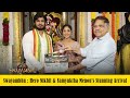 Swayambhu Grand Opening Hero Nikhil Samyuktha Menon S Stunning Arrival Cine Home