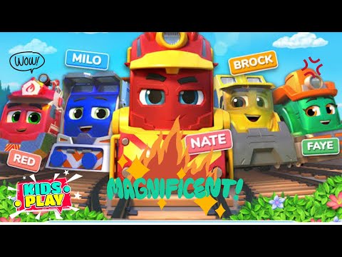 Play and Learn Colors for Kids with Train Mighty Express, Red, Milo, Nate, Brock, Faye - KidsPlay Tv