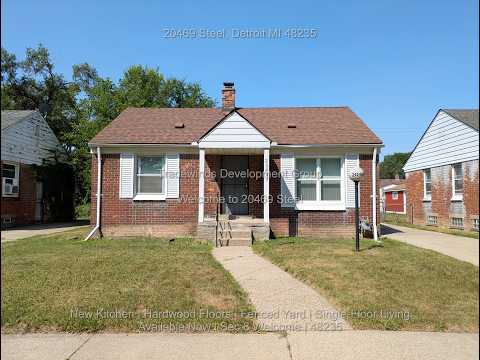 20469 Steel St is a 2-bedroom brick ranch for rent in Detroit's Minock Park neighborhood for $1,150/month — Section 8 and Housing Choice Vouchers welcome, on a quiet street near Grand River Ave in 48235. property video