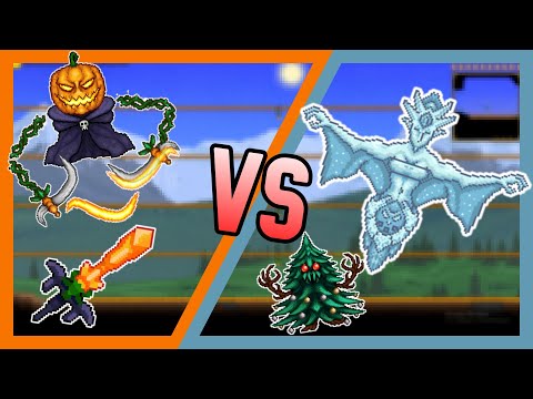 Fighting The Frost Moon Using Pumpkin Moon Items | Terraria 1.4