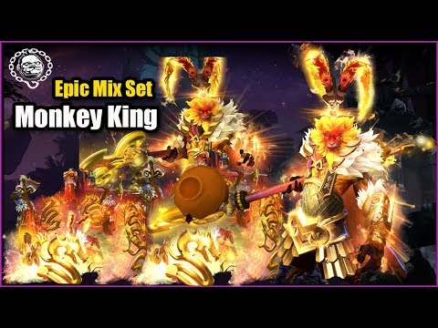 Dota 2 Monkey King Epic Golden Mix Set Cult of the Demon Trickster + Golden Staff of Gun-Yu + Arcana