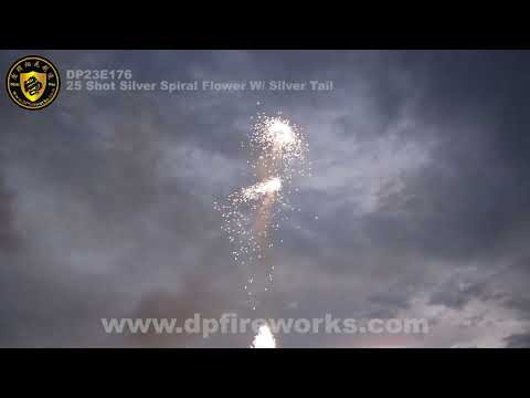 DP23E176  25 Shot Silver Spiral Flower W/ Silver Tail