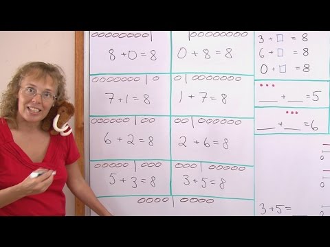 Part of a video titled Sums with 8 - addition lesson for 1st grade math - YouTube