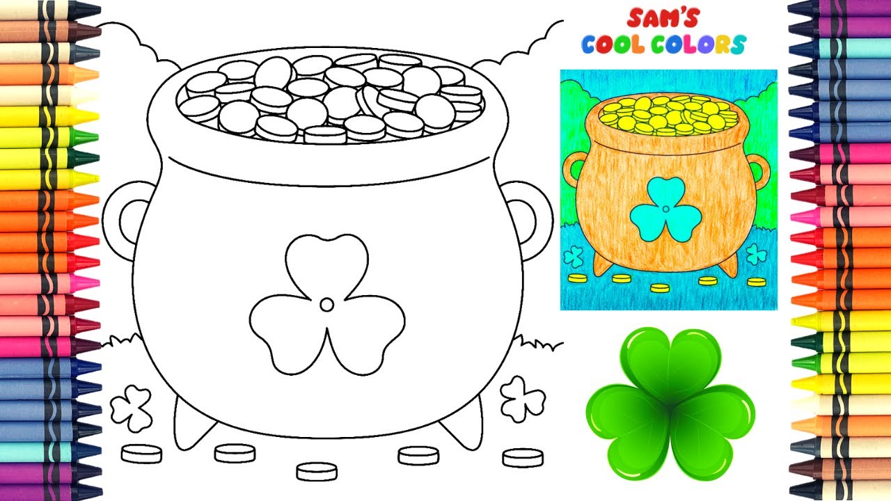 Coloring Shamrock Pot of Gold | Crayons