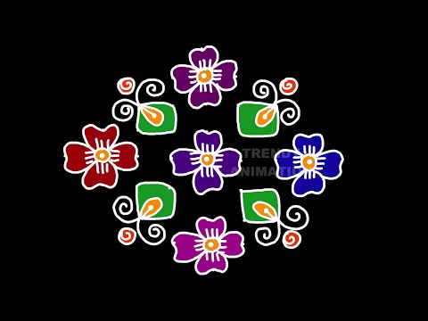 Very simple and easy rangoli design with 9*1dots | Muggulu | Nikitha rangoli | Easy rangoli kolams |