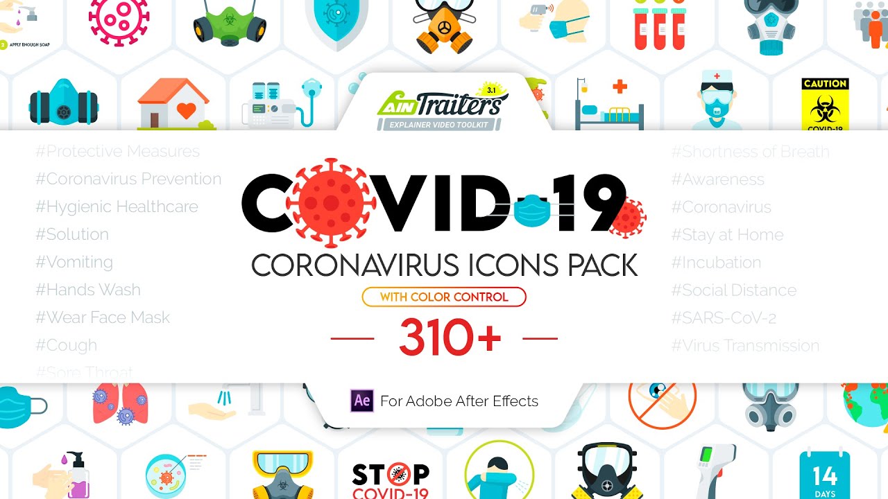 310+ Animated Coronavirus COVID-19 Icons - After Effects Template