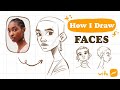 How I DRAW FACES step by step | Mistakes & tips | Procreate sketch  | 👽