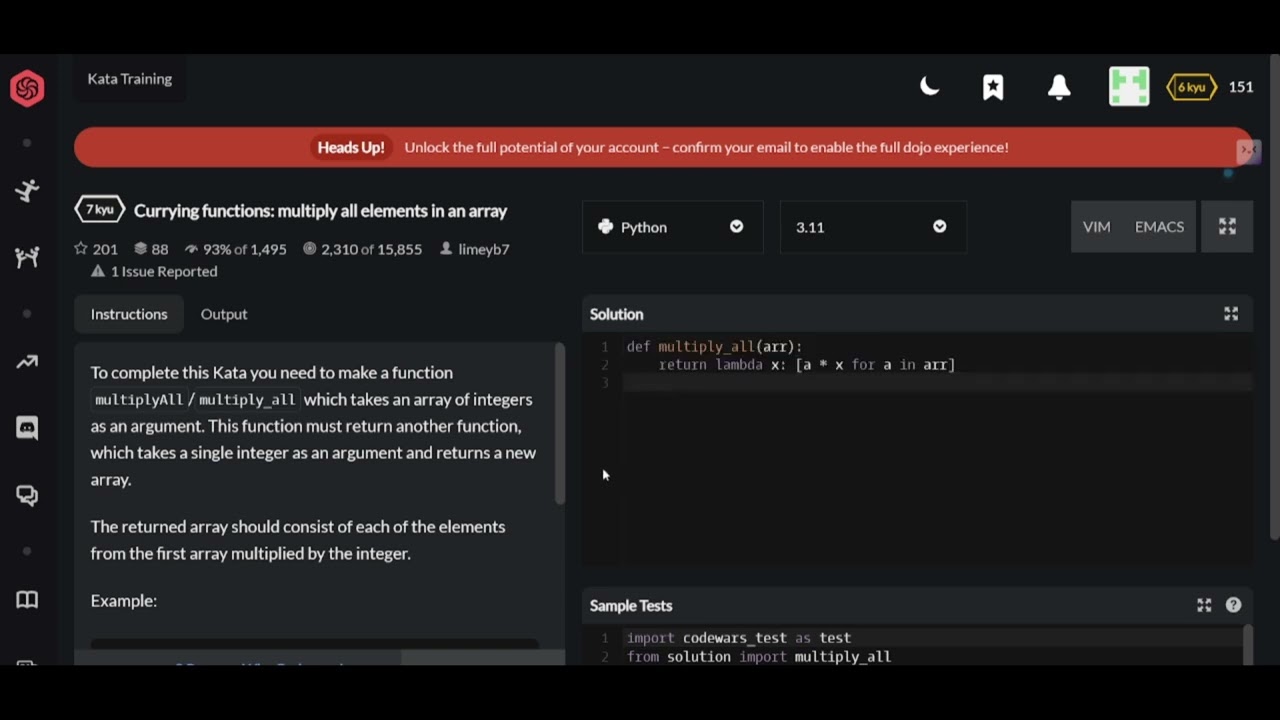 Codewars | Currying functions: multiply all elements in an array | Python 7 kyu