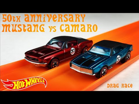Hot Wheels 50th Anniversary Mustang vs Camaro Drag Race