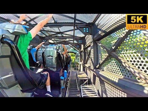 Back row point of view footage of VelociCoaster