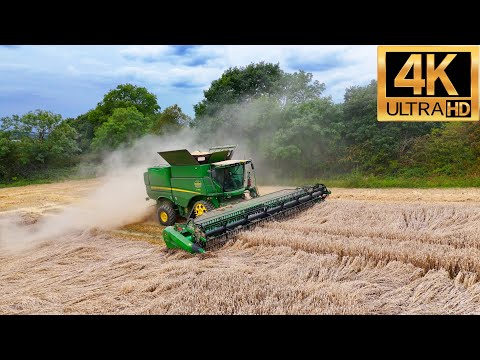 4K 2025 Heavy Machinery John Deere Harvesting Wheat Agricultural Farming JCB Tractors