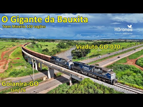 O GIGANTE SOBRE O VIADUTO | TREM DE MINÉRIO BAUXITA PASSANDO EM GOIANIRA/GO - JAN/2026