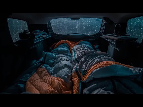 Rain sounds for sleeping | Leave It All To Sink Into Heavy Rain And Thunderstorms -Sleep In Cozy Car