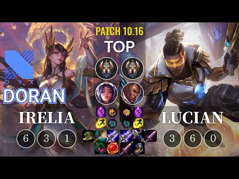 DRX Doran Irelia vs Lucian Top - KR Patch 10.16