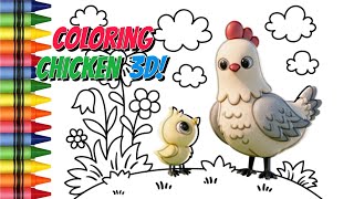 Magic 3D Animation! Hen & Chicks Coloring Pages Come to Life | Magical Colors