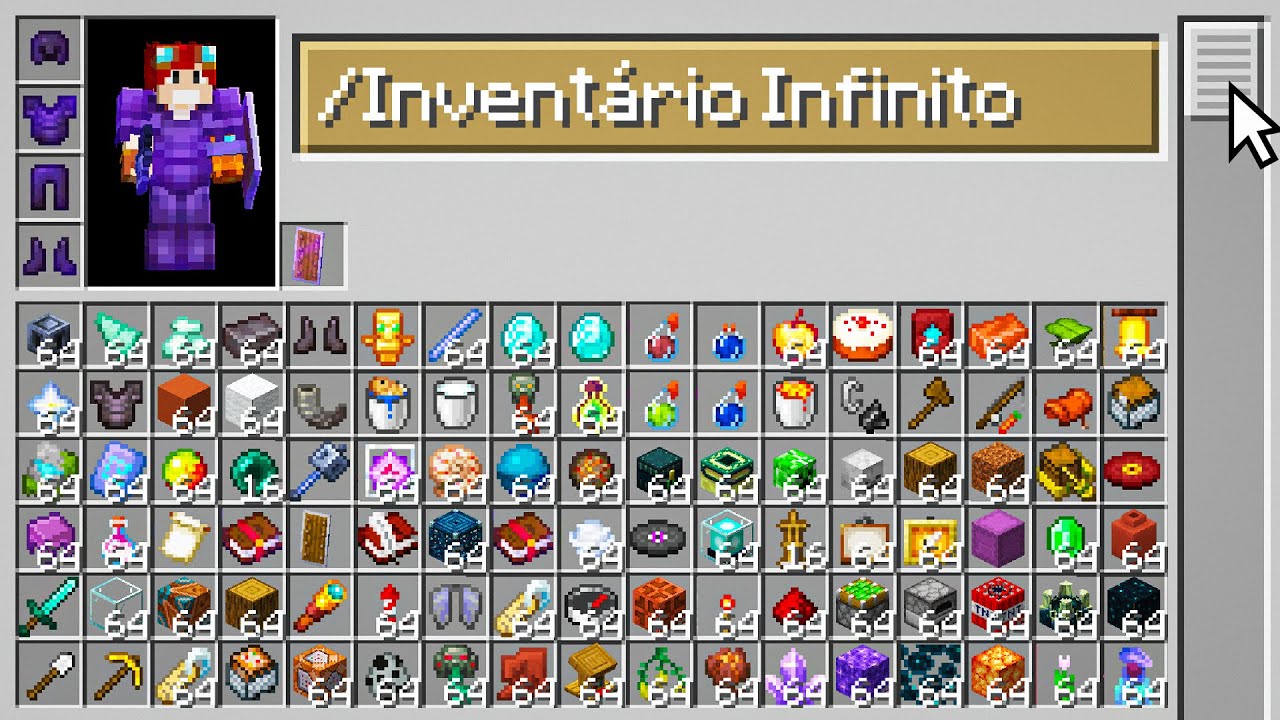 jogando com INVENTÁRIO INFINITO no minecraft