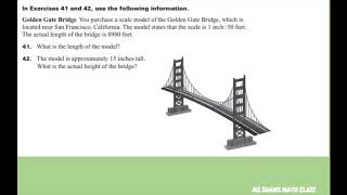 Find the length of the scale model of Golden Gate Bridge. Find the actual height of bridge