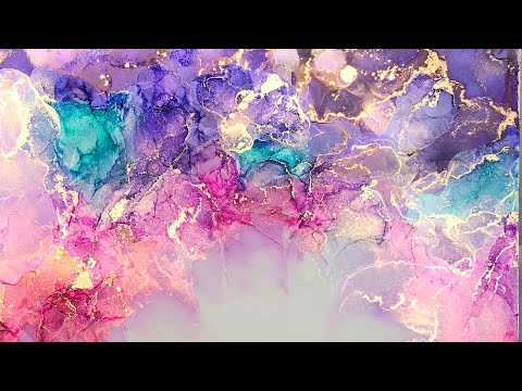 [25] Abstract Alcohol Ink Art - in shades of purple, plum, and turquoise