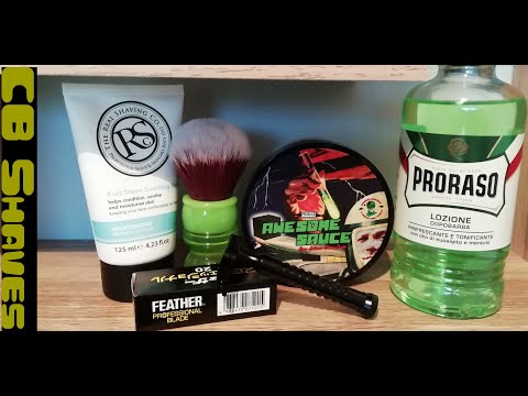 PAA Awesome Sauce Shaving Soap/RazoRock Black Hawk V2 Single Edge Razor/Proraso Aftershve...