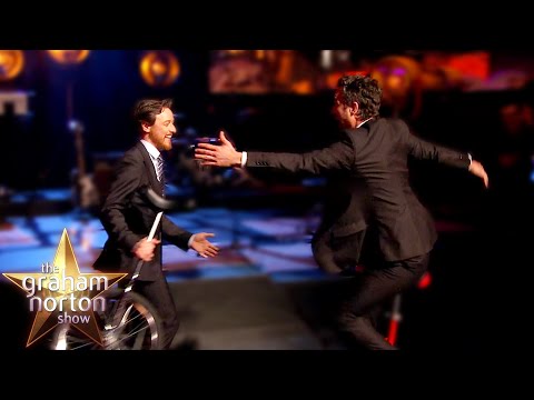 James McAvoy AND Mark Ruffalo Ride Unicycles Round the Studio - The Graham Norton Show