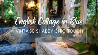 Download the video "Cozy Tiny English Cottage in Blue | Vintage Shabby Chic Touch & Grandma's Heirlooms"