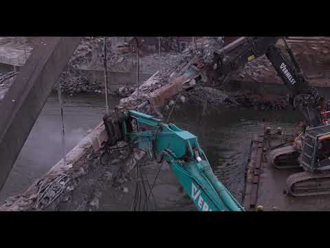 Verhelst Aannemingen - Afbraak wegbrug over de Leie