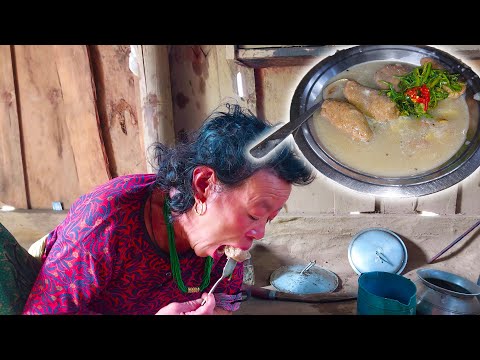 Wheat flour Water bread, potato mix curry cooking & eating in village kitchen || bread #mukbang